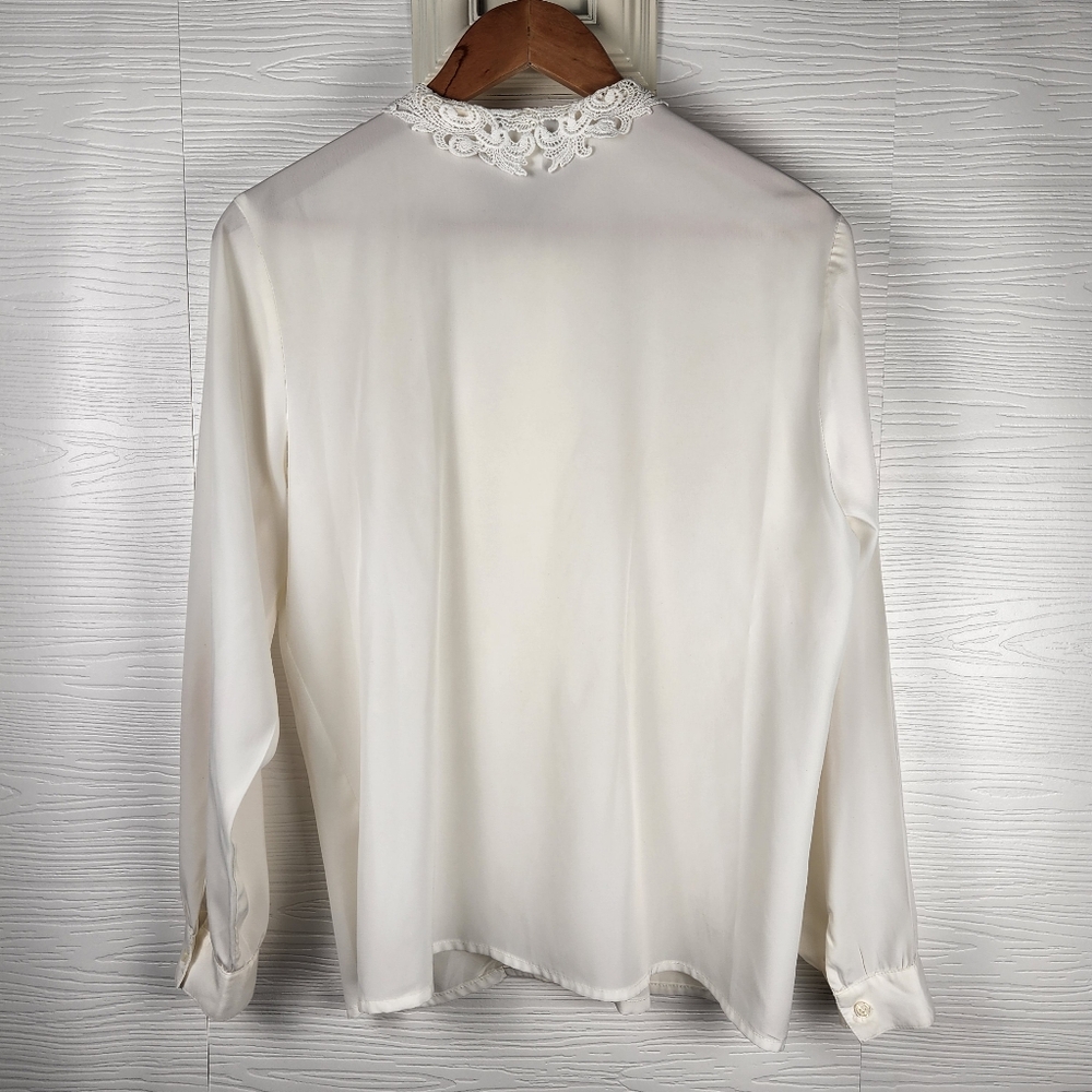 Vintage Impressions Of California Long Sleeve White BLOUSE/TOP Lace Collar Sz 12 - Picture 6 of 6